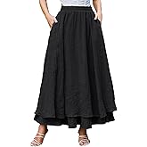 Scarlet Darkness Renaissance Maxi Skirt for Women Flowy Long Boho Skirts with Pockets