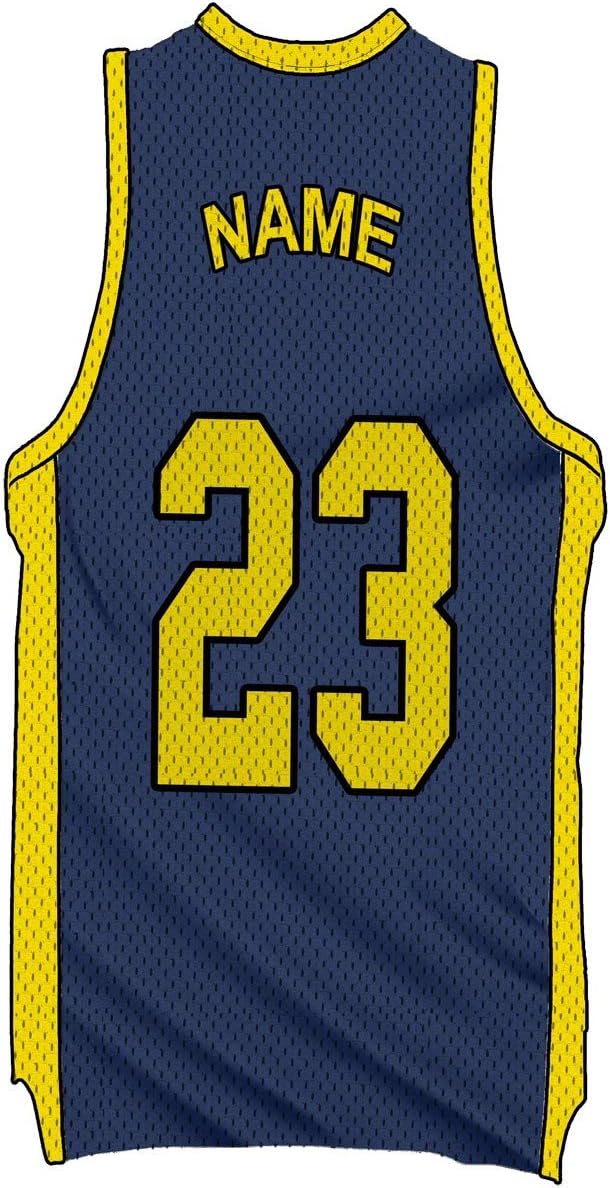 VWAQ Custom Basketball Jersey Removable Wall Decal Personalized Name and Number - BB5 (Blue, 16" H X 8" W)