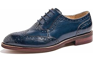 U-lite Women's Perforated Lace-up Wingtip Leather Flat Oxfords Vintage Oxford Shoes Brogues