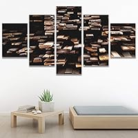 SIGNWIN 5 Panel Canvas Wall Art Modern Art Abstract Brushstroke Closeup Digital Art Minimalism Minimalist Multicolor Pastel for Home Decorations Ready to Hang - 60