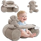 KAKIBLIN Baby Sit Me Up Seat, Inflatable Baby Seat with Cover for Babies 3-36 Months,Portable,Inflatable Sit & Play Floor Seats for Sitting Up (Grey)
