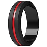 ThunderFit Silicone Wedding Rings for Men, Brushed
