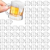 Yinder 50 Pieces 2 oz Mini Beer Mug,Plastic Mini Shot Glasses, Heavy Base Clear Reusable Beer Stein Tasting Glasses,Small Plastic Shot Cups for Party Drink, Whiskey, Tequila, Vodka