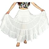 Women's Cotton 5 Tiered A Line Pleated Maxi Skirt Long Boho Gypsy Dance Skirts
