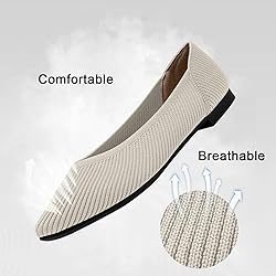 TINGRISE Women's Flats Shoes Pointed Toe Knit
