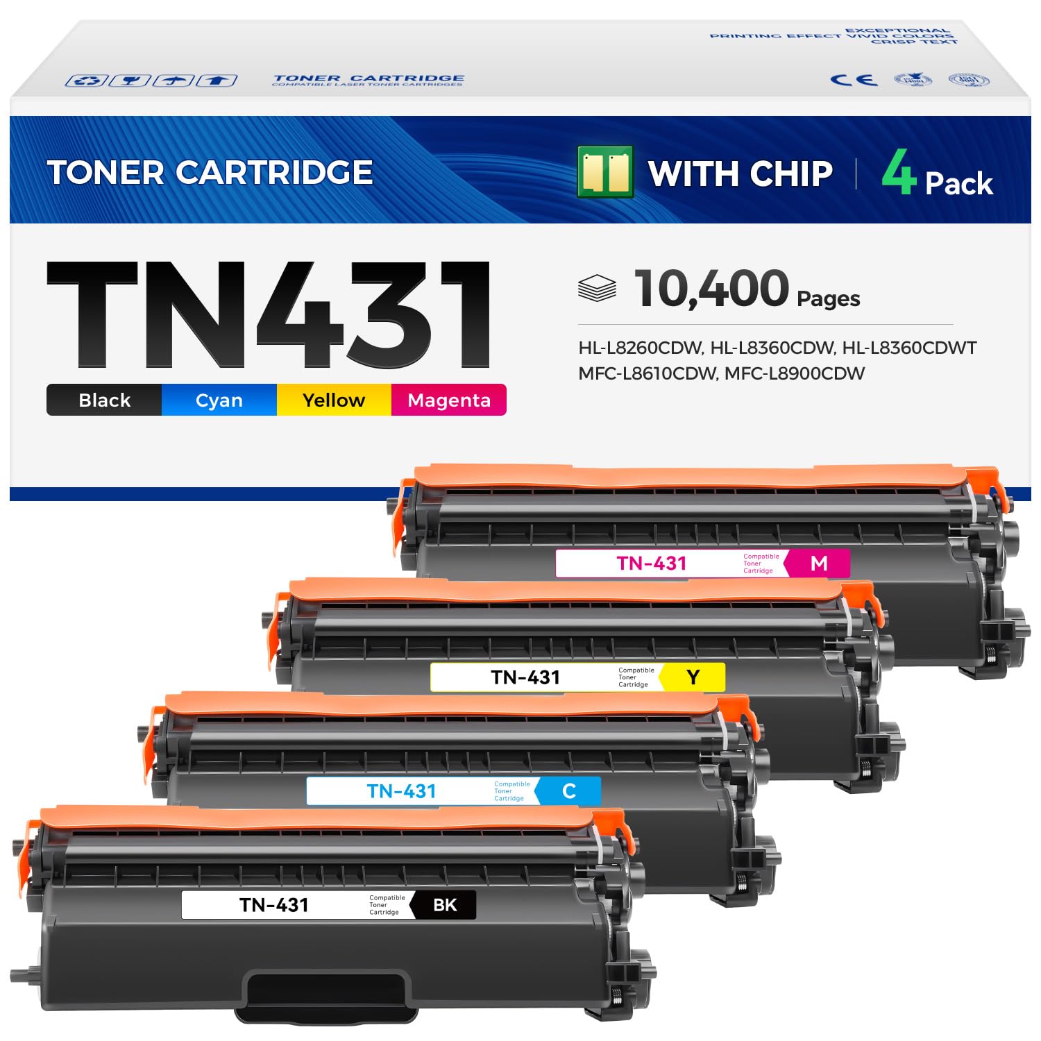 TN431 Toner Cartridge Set 4-Pack Printer