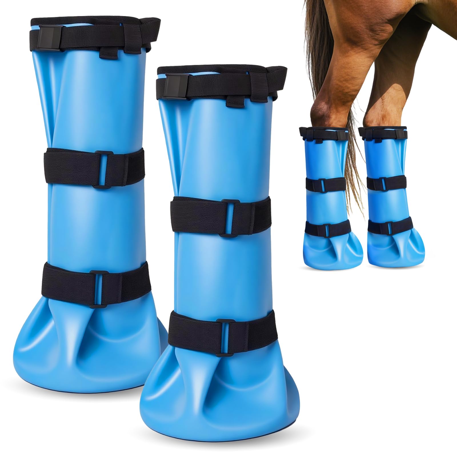Comfpet Hoof Soaking Boot, Poultice Boots for Injuried Hooves, Hoof Care Treatment, 2 Piece Hoof Boots for Horses Waterproof for Hoof Problem, Wrapped Horse Leg Boot
