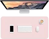 Hsurbtra Desk Pad 30 x 14 Pink PU Leather Non-Slip Waterproof Mat