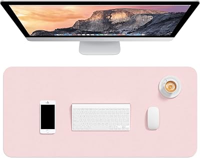 Hsurbtra Desk Pad 30 x 14 Pink PU Leather Non-Slip Waterproof Mat