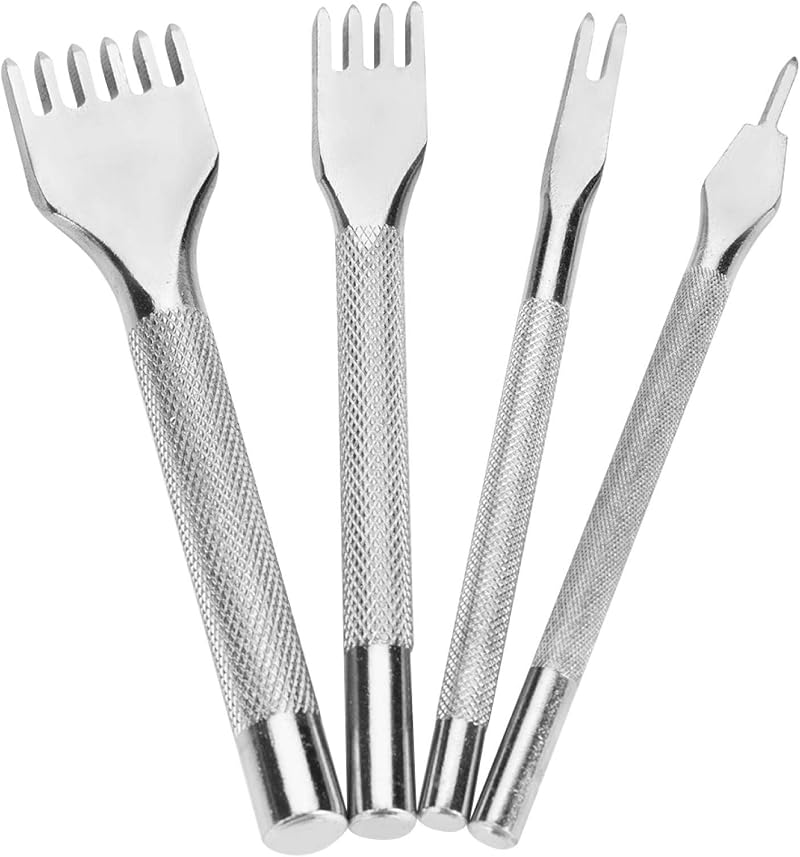 Cikonielf Leather Prong Chisel Set Stainless Steel 1 2 4 6 Prong Hole Punch
