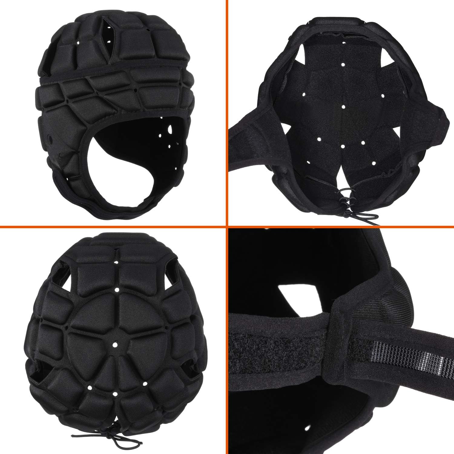 surlim Rugby Soft Helmet Soccer Headgear Scrum Cap 7v7 Flag Football Headguard for Adult Large (Black) : Sports & Outdoors
