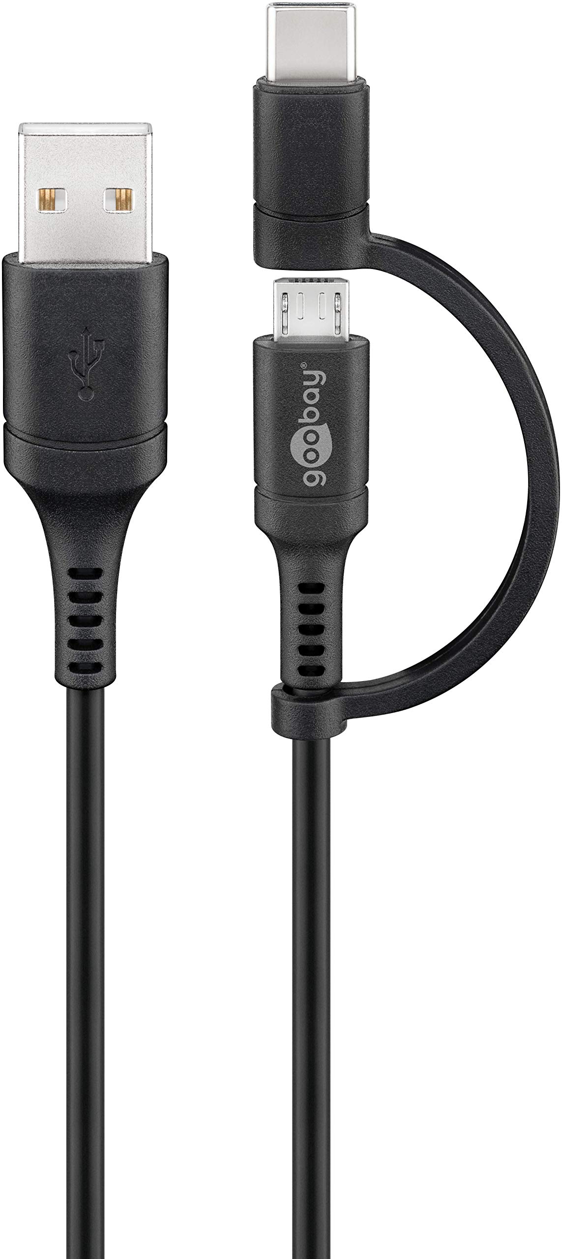 Goobay 71892 USB 2.0 Cable, USB-C Plug to to Micro-B 2.0, Black, 1m Length
