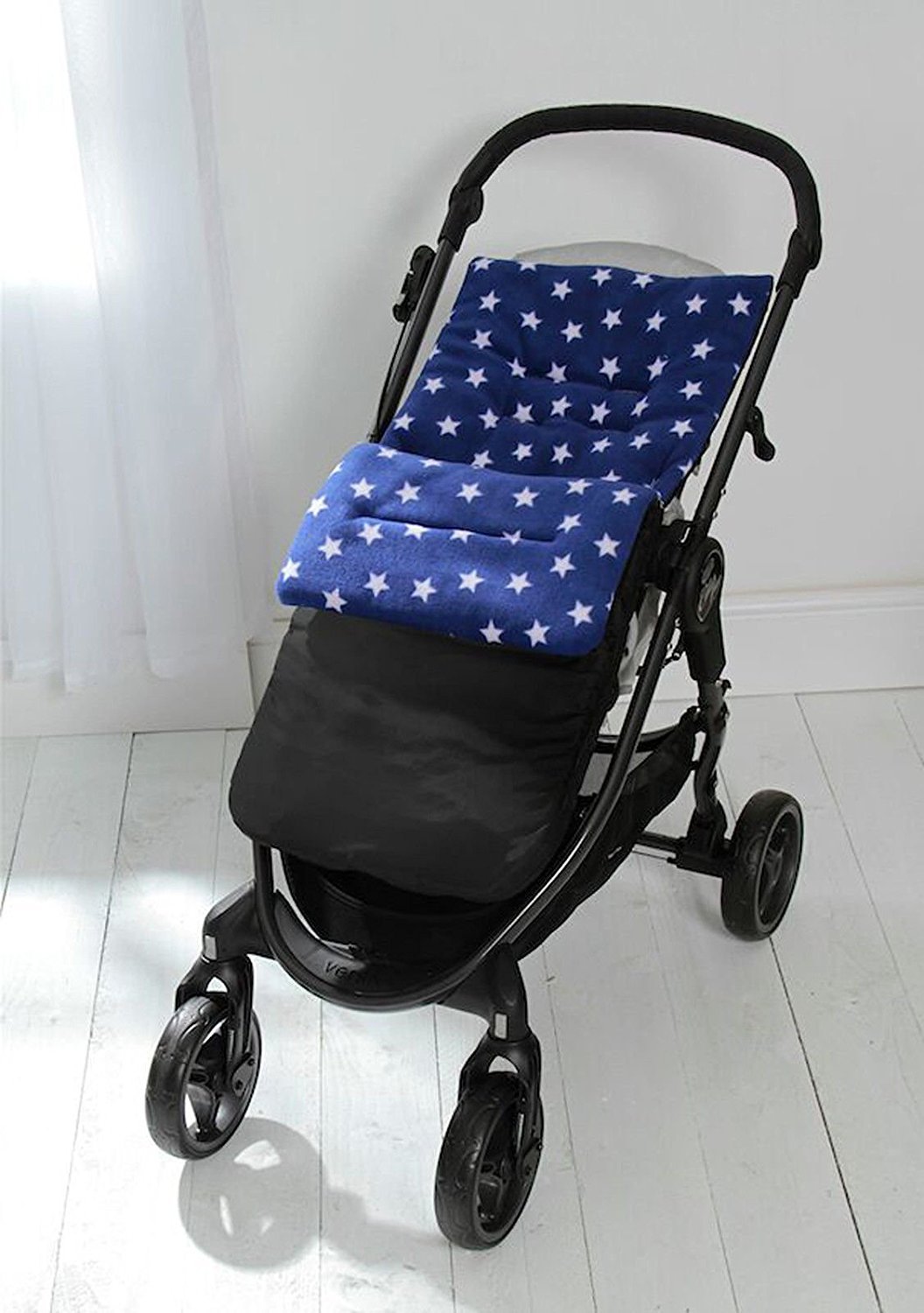 Fleece Footmuff/Cosy Toes Compatible with Bugaboo Bee Cameleon Donkey Buffalo Blue Star/Black Outer