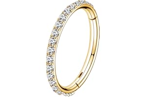 OUFER 16G 316L Surgical Steel Segment Nose Hoop Ring CZ Paved Segment Helix Rings Daith Earrings