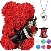 Valentines Day Gifts for Her Rose Bear for Women, Artificial Rose Teddy Bear Birthday Bouquet, Mother's Day Rose Gift, Perfect for Wife, Mom, Grandma (Rose Red)
