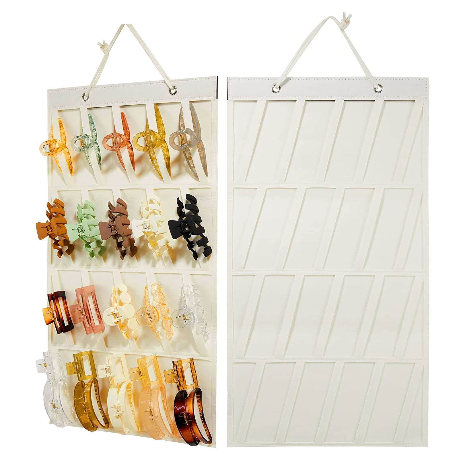 Qivine Hair Claw Clip Organiser - Hanging Hair Accessories Holder with Wall Mounting Bow Holder