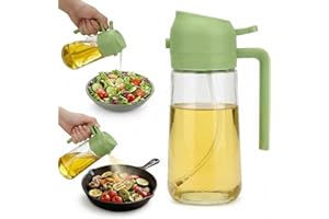 16oz/470ml Glass Oil Sprayer for Cooking - 2 in 1 Oil Dispenser Bottle Spray and Pour for Kitchen Salad BBQ Cooking Air Fryer