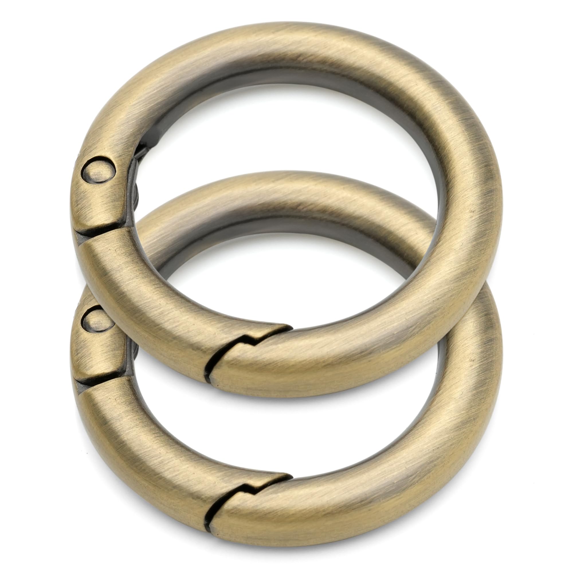 CRAFTMEMORE 2pcs 1 1/2 Inch O Rings Snap Clip Spring Opening O-Ring Carabiner Keyring Round Clasp Buckle Purse Hardware SCOS (Brushed Brass)