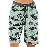 Lazy One Women's Bermuda Shorts with Elastic Waistband and Scoop Pockets, Animal Designs, XS-XL