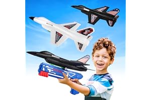 ALLAUGH 2 Pack Airplane Launcher Toy, 13.3" F-16 Fighting Falcon Jet, Catapult Plane Game Outdoor Flying Toys Girl Kids Birthday Gifts for 4 5 6 7 8 9 10 12 Year Old Boys Girls