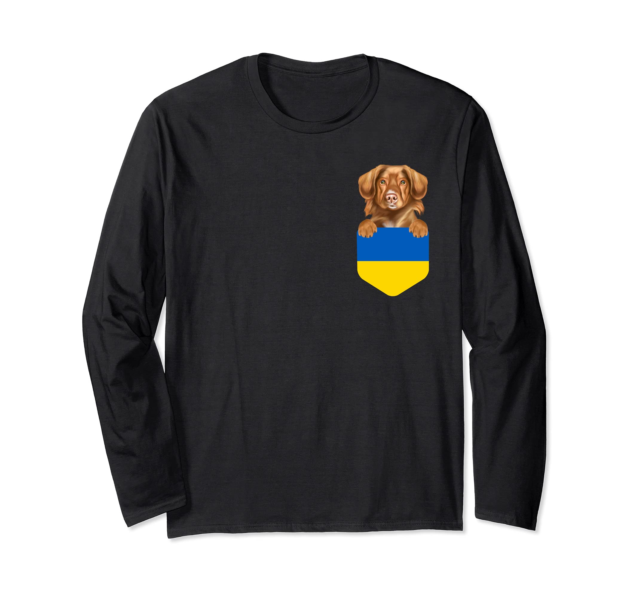 Ukraine Flag Duck Tolling Retrievers Dog In Pocket Long Sleeve T-Shirt