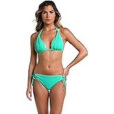 Island Goddess Rouched Halter Bikini Swimsuit Top