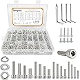 890pcs M6 M5 M4 M3 Metric Screw Assortment,Metric Bolts and Nuts Kit（with Lock&Flat washers・Wrenches） Socket Head Cap Screws 304 Stainless Steel Hex Head Metric Screws Assortment Set with Case