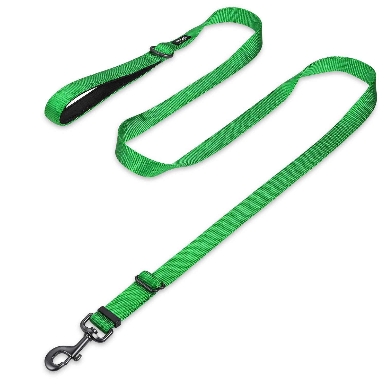 Hyhug Pets Premium Upgraded Adjustable Length Lead with Durable Nylon and Super Soft Neoprene lined Handle for Medium Large Giant Dogs .(Large, Lime Green)