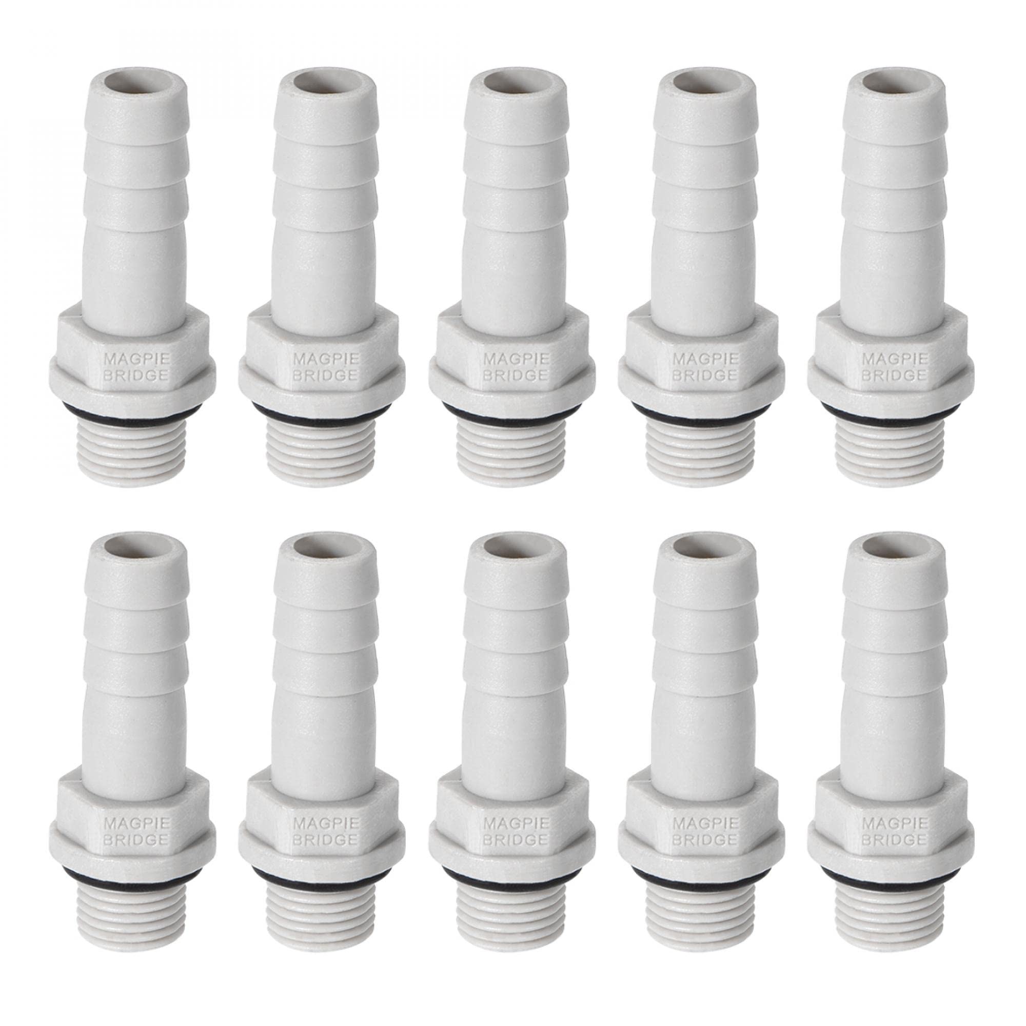 sourcing map PVC Barb Hose Fitting Connector Adapter 8mm or 5/16" Barbed x 1/8" G Male Pipe 10pcs