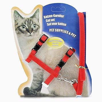 MUNCHOS Cat Harness Leash Set, 22-36 cm/10 mm, 1,20 m (Colour May Vary).
