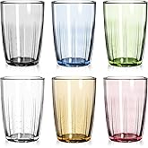 ZEAYEA Set of 6 Acrylic Drinking Cups, 14 oz Unbreakable Water Tumbler, Reusable Plastic Drinking Glasses, Stackable Beverage