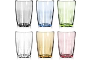 ZEAYEA Set of 6 Acrylic Drinking Cups, 14 oz Unbreakable Water Tumbler, Reusable Plastic Drinking Glasses, Stackable Beverage