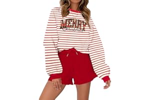 VILOVE Christmas Sweat Shorts Sets Women 2 Piece Merry Xmas Jolly Sequin Outfit Oversized Casual Holiday Lounge Matching Set