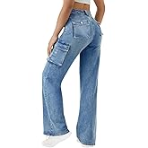 Cuyulitcik Jeans for Women Plus Size Straight Leg Jeans High Rise Sidefeel Jean for Women Cargo Jean Wide Leg Pants