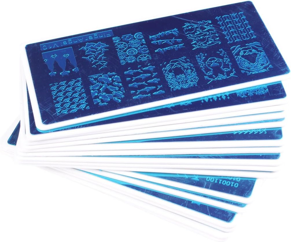 FingerAngel 16pcs Nail Art Stamping Plates Kit with 1pcs Green Stamper & White Holder - DIY Nail Art Template & Tools - Image 5