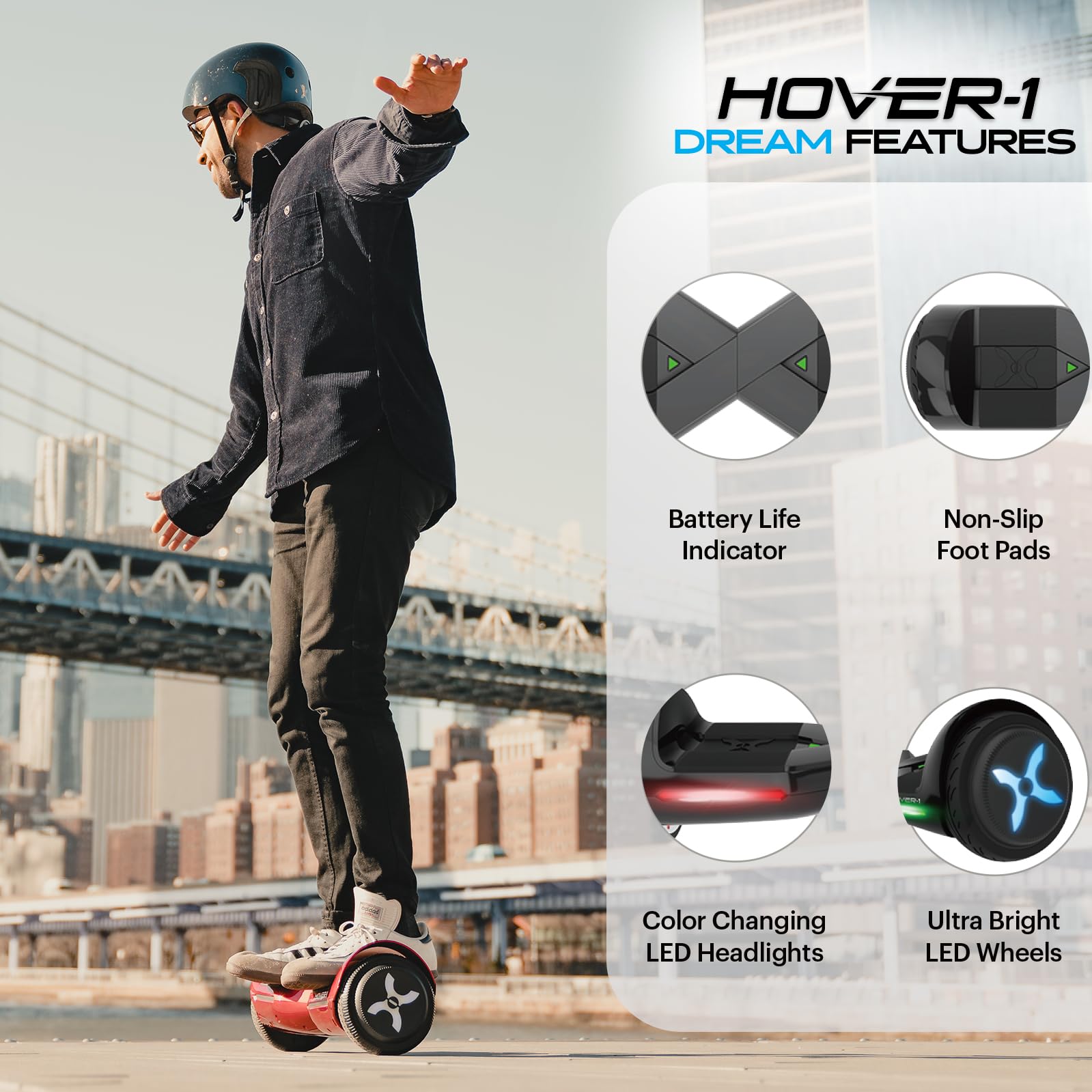 Hover-1 Dream Electric Self Balancing Scooter with 7MPH Top Speed, 6 Mile Range, Long Lasting Lithium-Ion Battery, 5HR Full Charge, Rider Modes: Beginner to Expert