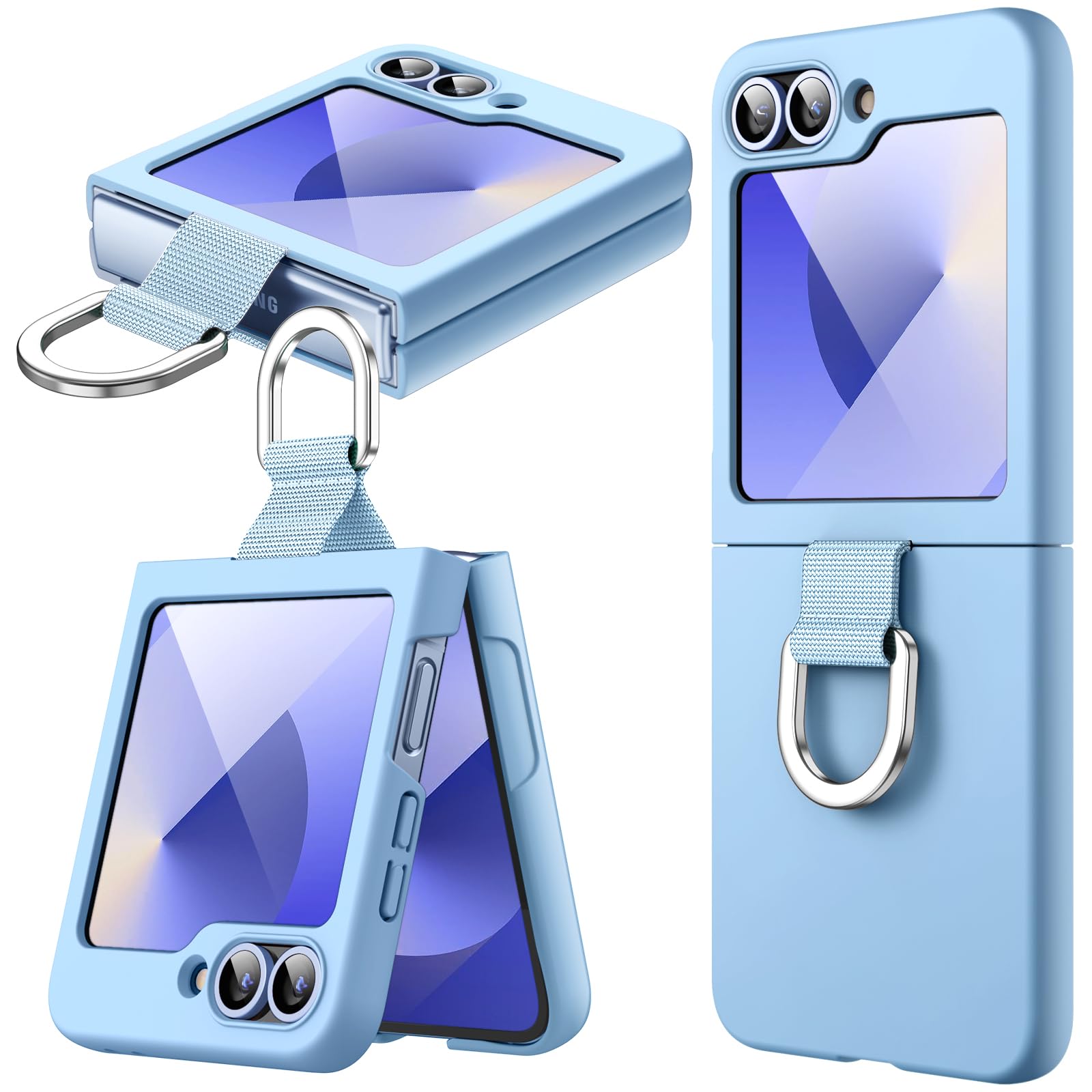 Photo 1 of JETech Case for Galaxy Z Flip 7 FE 2025 / Z Flip 6 2024 with Ring, Hard PC Slim Shockproof Anti-Scratch Protective Phone Cover (Blue)