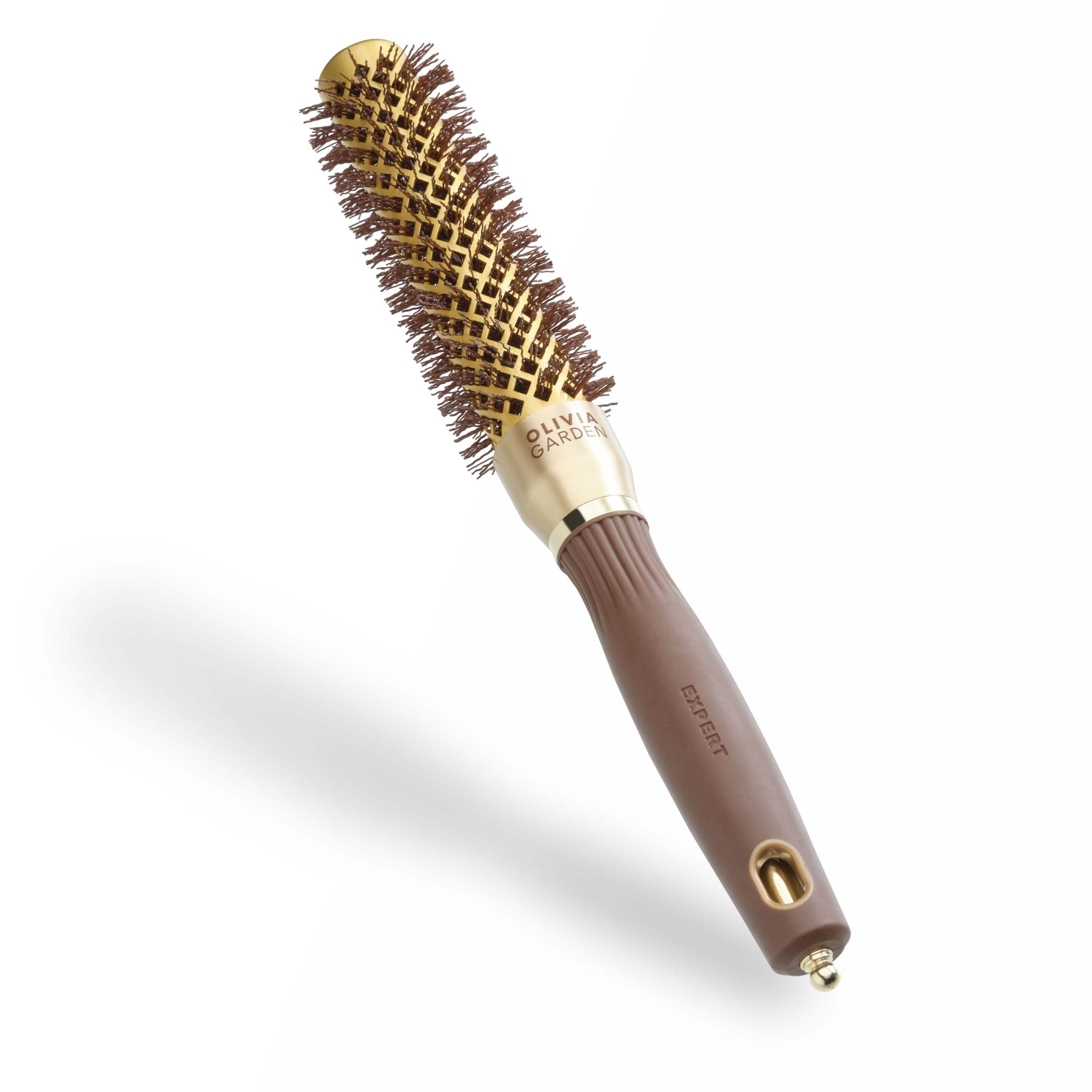 Olivia Garden Expert Blowout Speed – Gold & Brown - 25 - Ceramic Coated Round Brush with Extra Long Barrel for 25% Faster Blowouts — image 1