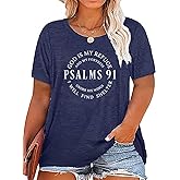 Plus Size Women Christian Shirts Waymaker Tshirt Vintage Faith Religious Gift Tee Psalm 91 Letter Print Blessed Tops(2-5X)