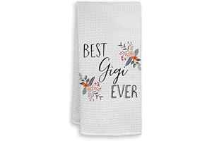 HIWX Best Gigi Ever Decorative Kitchen Towels and Dish Towels, Watercolor Boho Floral Gigi Mother's Day Hand Towels Tea Towel for Bathroom Kitchen Decor 16×24 Inches