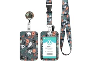 HINSLY ID Badge Holder with Lanyard, Retractable Badge Holders Reels with Lanyards Adjustable, for Women Kids Teacher Nurses Doctor Student