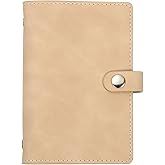 PATIKIL A7 PU Leather Binder Cover, 6 Ring Loose Leaf Binder Protector Round Ring Binder Cover Refillable Notebook Binder for Meeting Photocard Budget Notebook Folder, Khaki