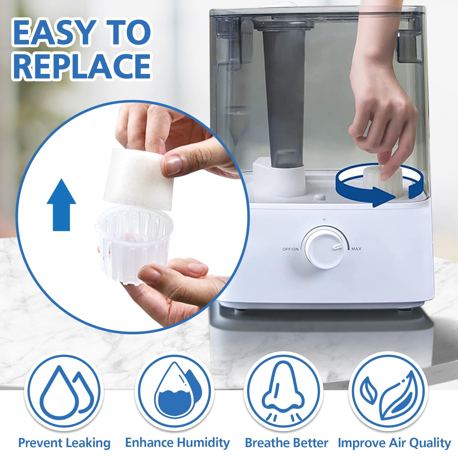 30-Pack Top Fill Humidifier Replacement Filter Compatible with LEVOIT Classic160, Dual150, Dual200S, Classic300(S), LV600S, OasisMist450S, Superior6000S Humidifiers