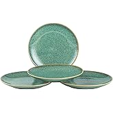 HENXFEN LEAD Dessert, Salad Plates 8 Inch, Porcelain Serving Dishes for Appetizers, Snacks, Pancakes - Kitchen Dinnerware Set Dishwasher, Microwave Safe - Reactive Green