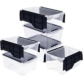 ORGANIZE-IT! 28-Qt Mini Flip-Top Tote, Stackable Bins, Clear/Black, 6-Pack | Molded-In Handles, Crystal-Clear Base, Flip Lid for Quick Access, for Craft Supplies, Hardware, and Seasonal Decor