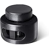 AQRINGO Plastic Cord Locks Double Hole Spring Toggle Stopper for Shoelaces, Drawstrings, Paracord, Bags, Clothing, Black