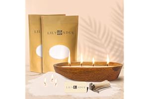 LILY LADUE Sand Candle Kit - 2Lb/32Oz Pearled Candles Sand and Wicks (48) with Wood Holder, Unscented Aroma Beads, Reusable Pearled Candle Wax for DIY Home Kit, Powder Beads Refill Available
