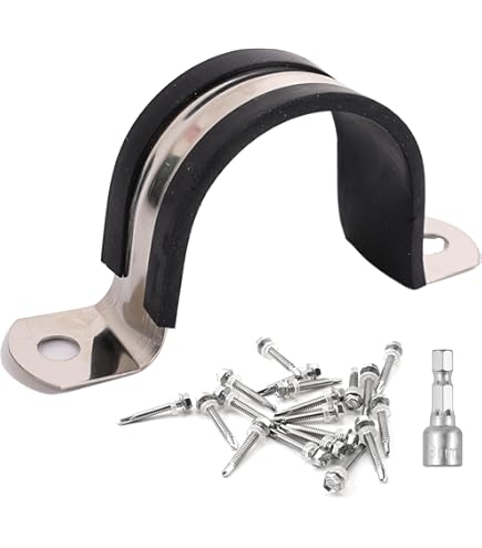 Swpeet 10Pcs 25mm Two Hole U Bracket Clamps With 20 Screws - Metal Pipe Clamps For Conduit, Cable, Hose