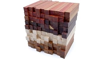 EARLYWOOD Exotic Wood Pen Blanks 100-Pack Pen Turning Supplies, DIY Pen Crafts: Bloodwood, Mexican Ebony, Jatoba, Hard Maple, 25 of Each Wood Type, 5 x 3/4 x 3/4 inches