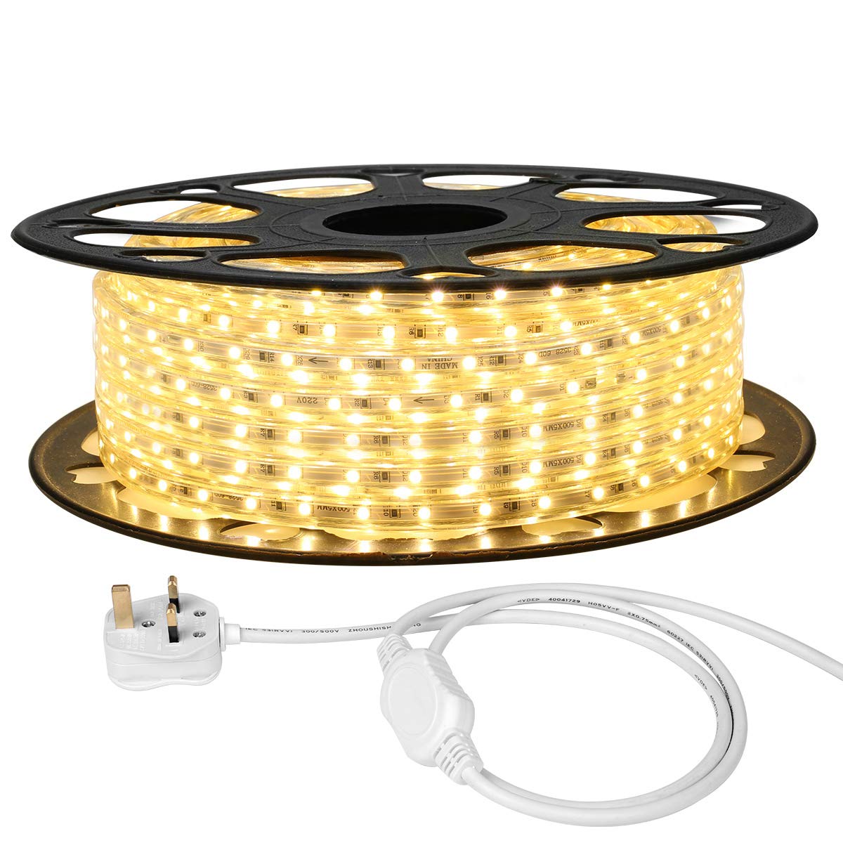 LE 15M Plug in LED Strip, Warm White, 900 SMD 3528 LEDs, IP65 Outdoor